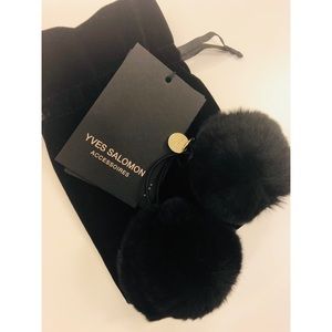 Yves Salomon Black Double Pom hair tie